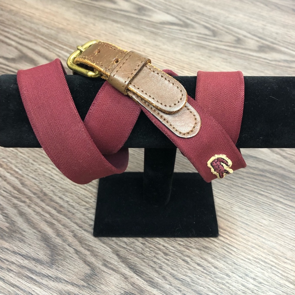 Lacoste Maroon Elastic & Leather Belt 40